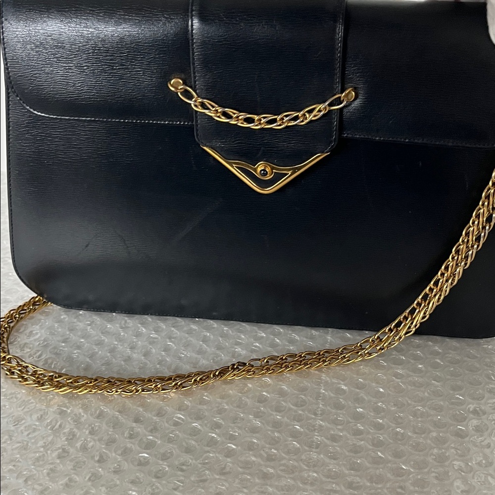 Cartier Inky Blue Leather Flap Bag Purse / Clutch - Picture 16 of 16